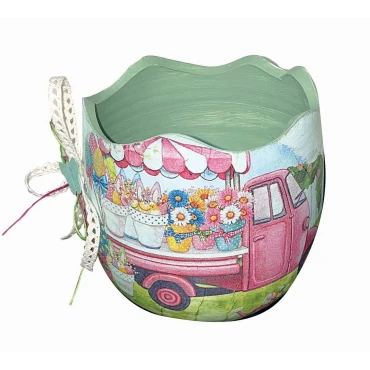 JK Home Décor - Αυγό Ανοιχτό με Λουλούδια 10x10cm