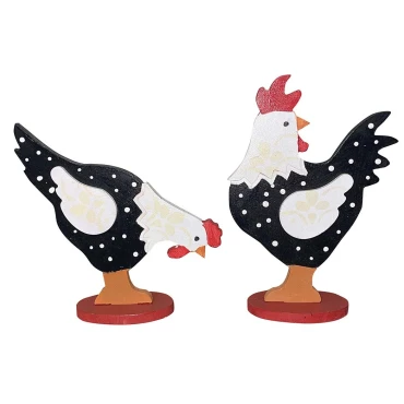 JK Home Décor - Κότα από Ξύλο S/2 20x12 & 18x15cm