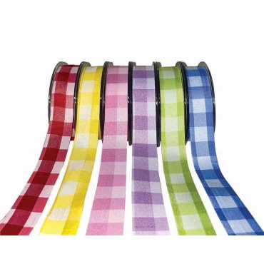 JK Home Décor - Κορδέλα Big Chechers - Linen Πράσινο 2.8cmX9m