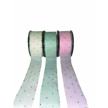 JK Home Décor - Κορδέλα Organza with Diamonds Γαλάζιο 35mmX18m
