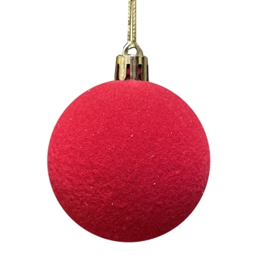 JK Home Décor - Μπάλα Flock Πλαστική Κόκκινη 20cm