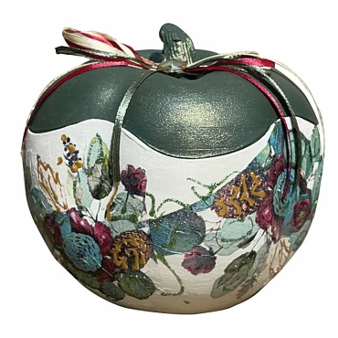 JK Home Décor - Κολοκύθα Ανοιγόμενη Κεραμική Πράσινη 13cm