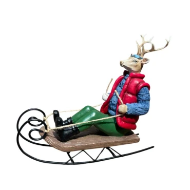 JK Home Décor - Ελάφι στο Σκι 29.5x10.5x23.5cm