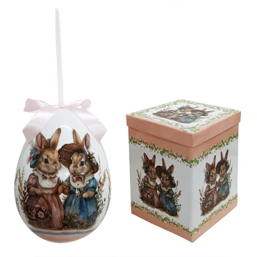 JK Home Décor - Αυγό Κουνελάκια με Κουτί 20cm