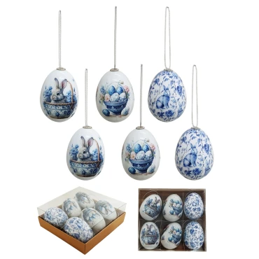 JK Home Décor - Κρεμαστά Αυγά σε Κουτί 7.5cm S/6