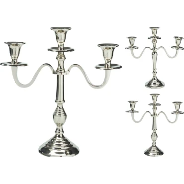 JK Home Décor - Κηροπήγιο 3-Θέσεων Ασημί 29x10x30cm 2Σχδ
