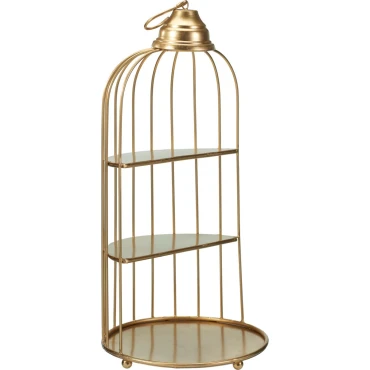 JK Home Décor - Κλουβί Δίσκος 3-Επιπέδων Μεταλλικός Χρυσό 20x26cm