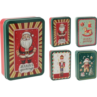 JK Home Décor - Κουτί Μεταλλικό Χριστουγέννων 14x9x4cm 4Σχδ