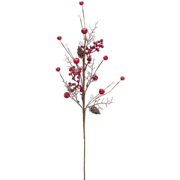 JK Home Décor - Κλαδί με Berries & Κουκουνάρι 54cm
