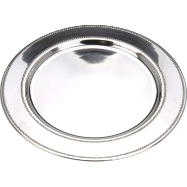 JK Home Décor - Δίσκος από Ατσάλι Ασημί 33cm