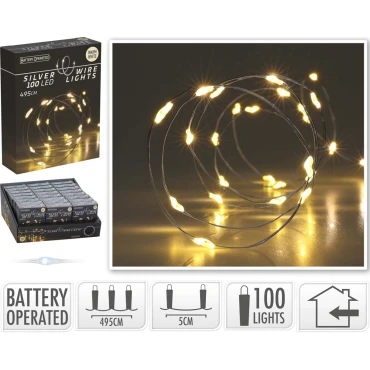 JK Home Décor - Λαμπάκια Silverwire WW 100LED 495cm
