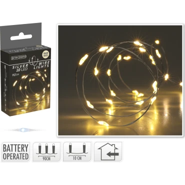 JK Home Décor - Ασημένιο Σύρμα 10Led BO WW