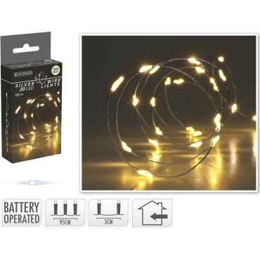 JK Home Décor - Ασημένιο Σύρμα 20Led BO WW