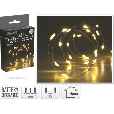 JK Home Décor - Ασημένιο Σύρμα 80Led BO WW