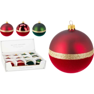 JK Home Décor - Μπάλα Χριστουγέννων Golden Line από Γυαλί 8cm 4Σχδ