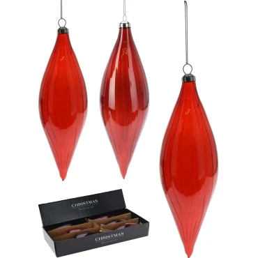 JK Home Décor - Στολίδι Δάκρυ Κόκκινο 6x12cm