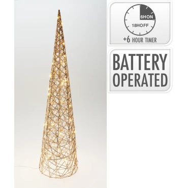 JK Home Décor - Δέντρο Κώνος 40LED Μέταλλο Χρυσό 20x80cm