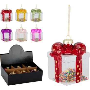 JK Home Décor - Στολίδι Δώρο από Γυαλί 8x9.5cm 6Σχδ