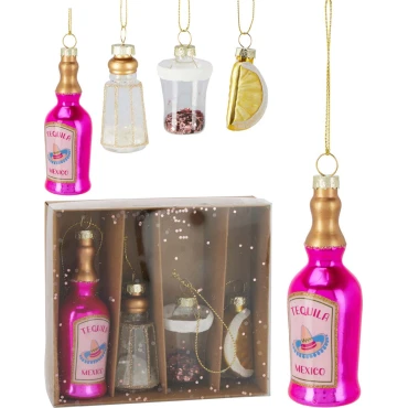 JK Home Décor - Στολίδι Tequila Set από Γυαλί 4x8cm S/4