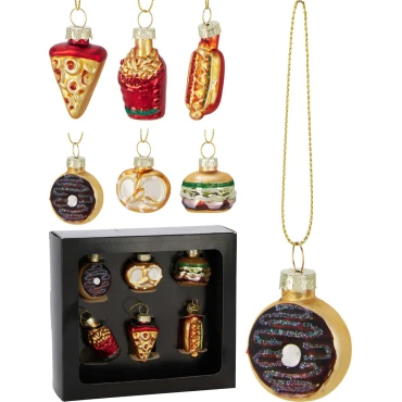 JK Home Décor - Στολίδι Fast Food από Γυαλί 5cm S/6