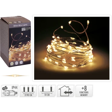 JK Home Décor - Ασημένιο Σύρμα 320Led WW