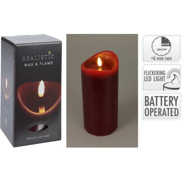 JΚ Home Décor - Κερί LED Μπορντώ Timer 9x15cm
