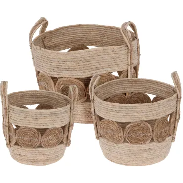 JΚ Home Décor - Καλάθι με Λαβές Cattail 37x32-25x24cm S/3