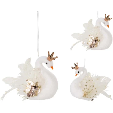 JK Home Décor - Στολίδι Κύκνος από Φελιζόλ 17x10cm 2Σχδ