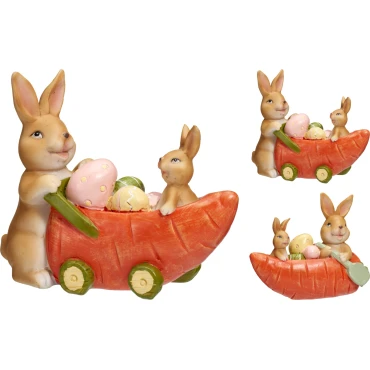 JΚ Home Décor - Λαγός με Καρότο Πασχαλινός 9x15.5cm 2Ass