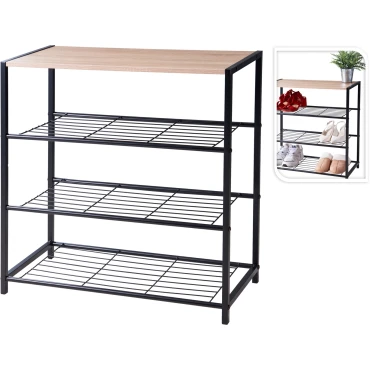 JΚ Home Decor - Παπουτσοθήκη Μεταλλική 3 Επίπεδα MDF 63x63cm