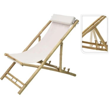 JK Home Décor - Σεζλόνγκ από Bamboo Λευκό 112x60x80cm
