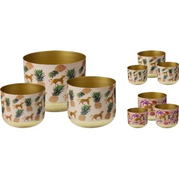 JΚ Home Decor - Planter With Print Set3 3Ass