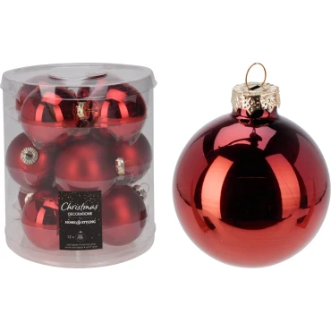 JK Home Décor - Μπάλα Γυάλινη Κόκκινη 6cm S/12