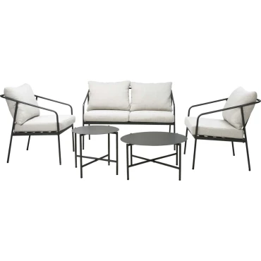 JK Home Décor - Σαλόνι Εξωτερικού Χώρου από Μέταλλο Γκρι - Πολυθρόνες 62x70x75cm - Καναπές 122x70x75cm - Τραπέζια 53x43 & 74x35cm S/5