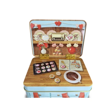 JK Home Décor - Κουτί Μεταλλικό Κουζίνα Γαλάζια 14x10x11cm