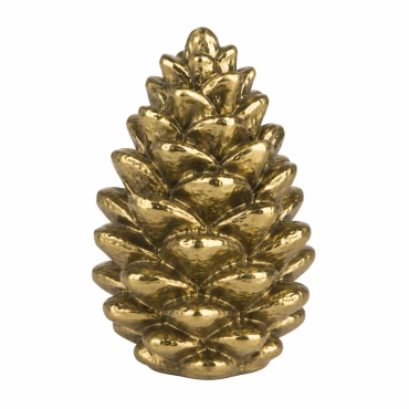 JK Home Décor - Κουκουνάρι Χρυσό Κεραμικό 12cm