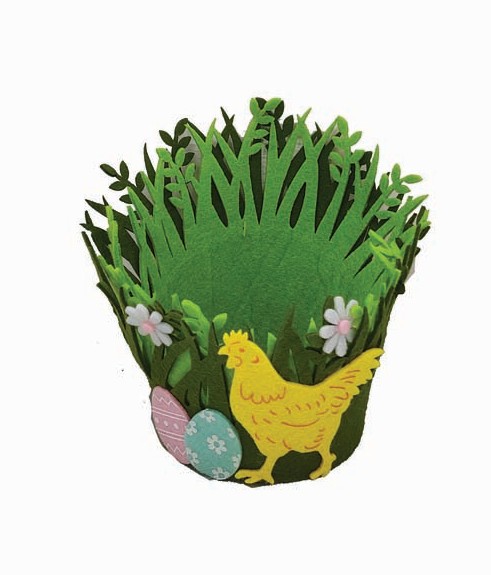 JK Home Décor - Καλάθι Τσόχινο με Κοτούλα Πράσινο 15x10x15cm