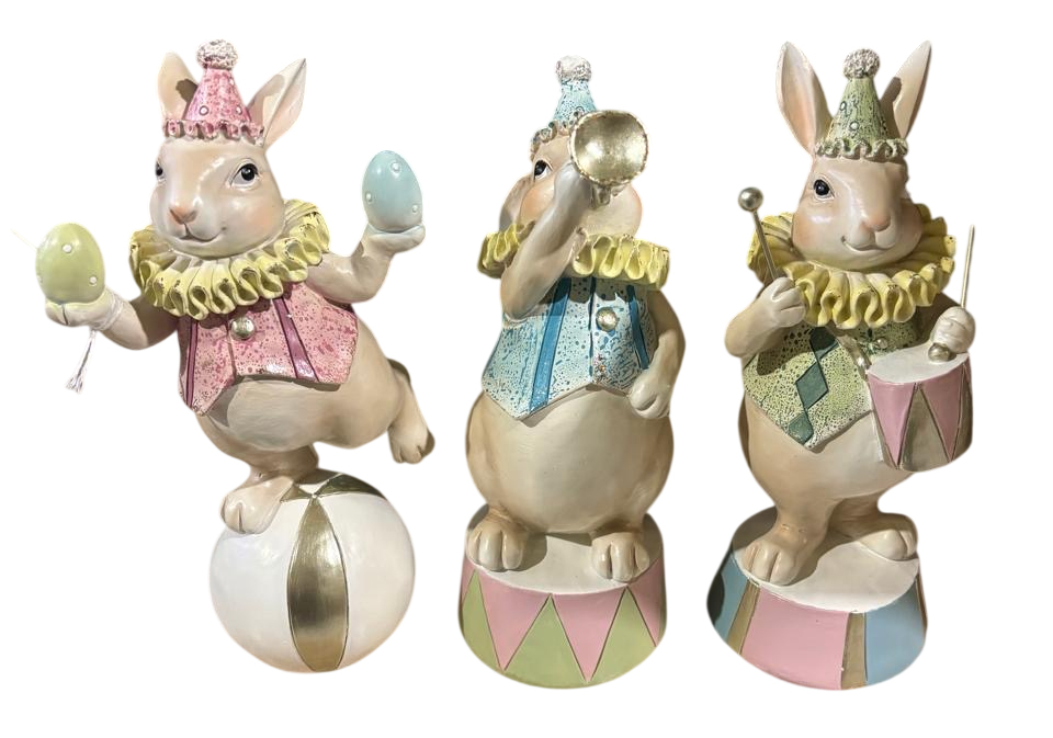 JΚ Home Decor - Λαγοί Ακροβάτες Πολυρεζίν 20cm S/3