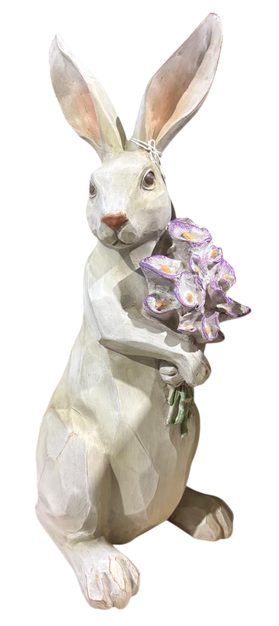 JΚ Home Decor - Λαγός με Λουλούδια Πολυρεζίν 37cm