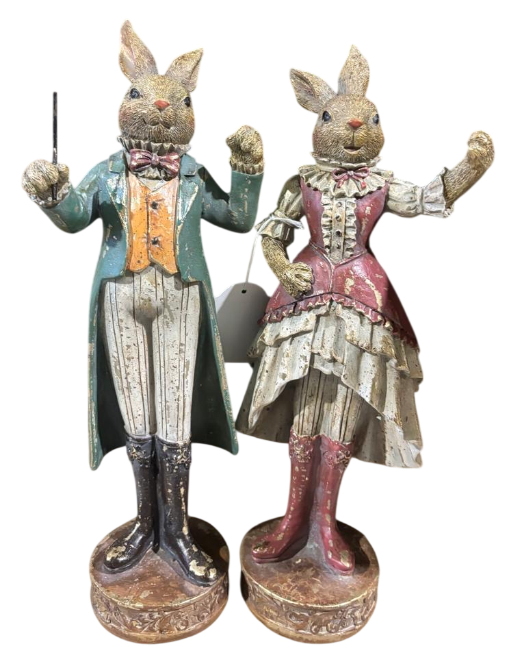 JΚ Home Decor - Λαγοί Ζευγάρι Μαέστροι Πολυρεζίν 31cm S/2