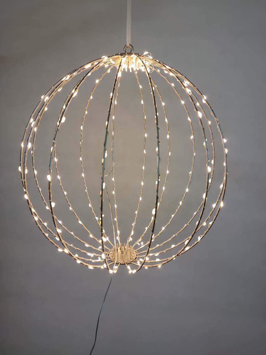 JK Home Décor - Μπάλα Μεταλλική Χρυσή 192LED WW 28cm