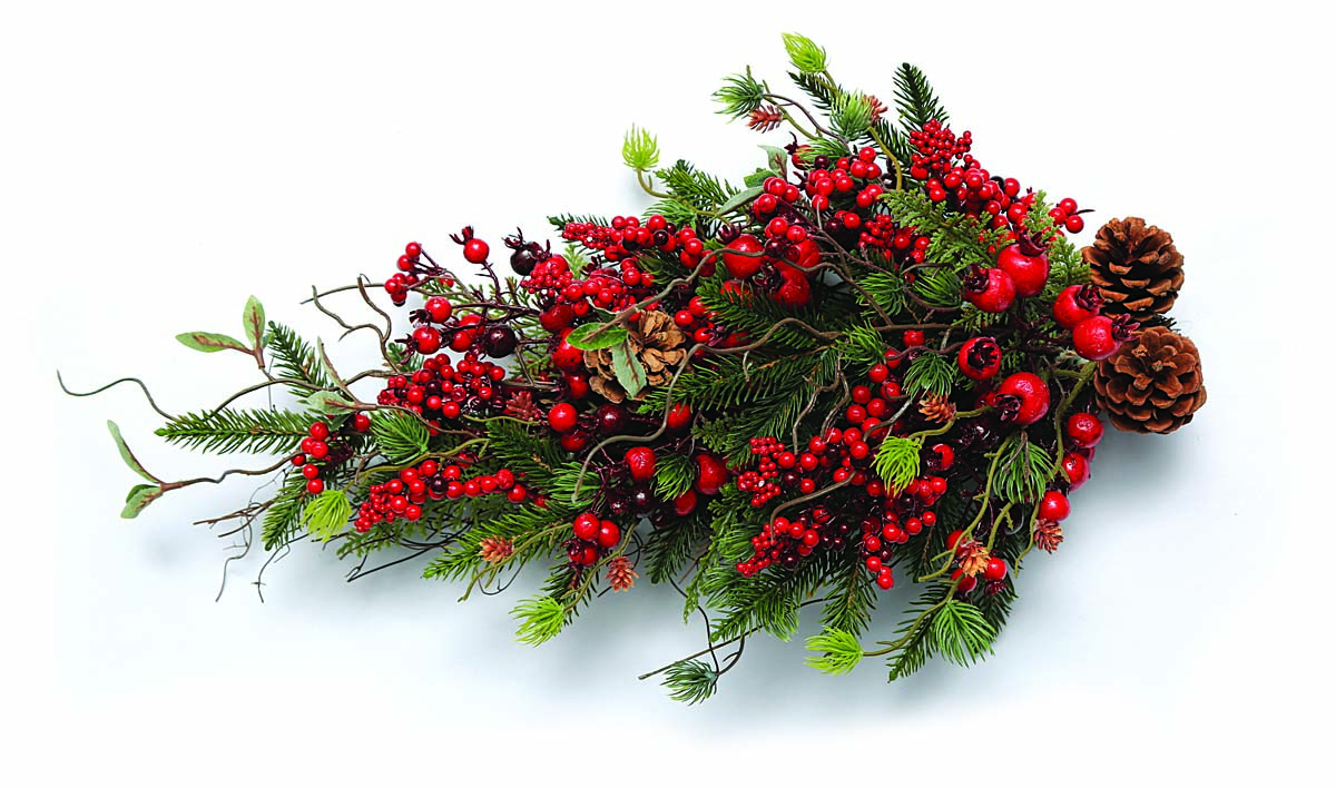 JK Home Décor - Κρεμαστό Πόρτας με Berries & Κουκουνάρια 90x60cm