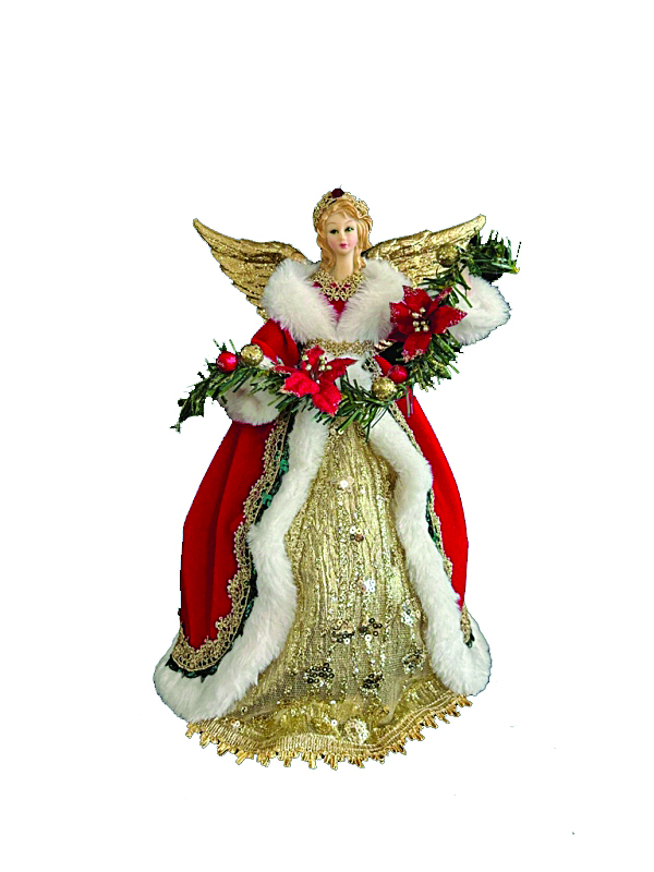 JK Home Décor - Κορυφή Δέντρου Άγγελος Κόκκινος-Χρυσό 40cm