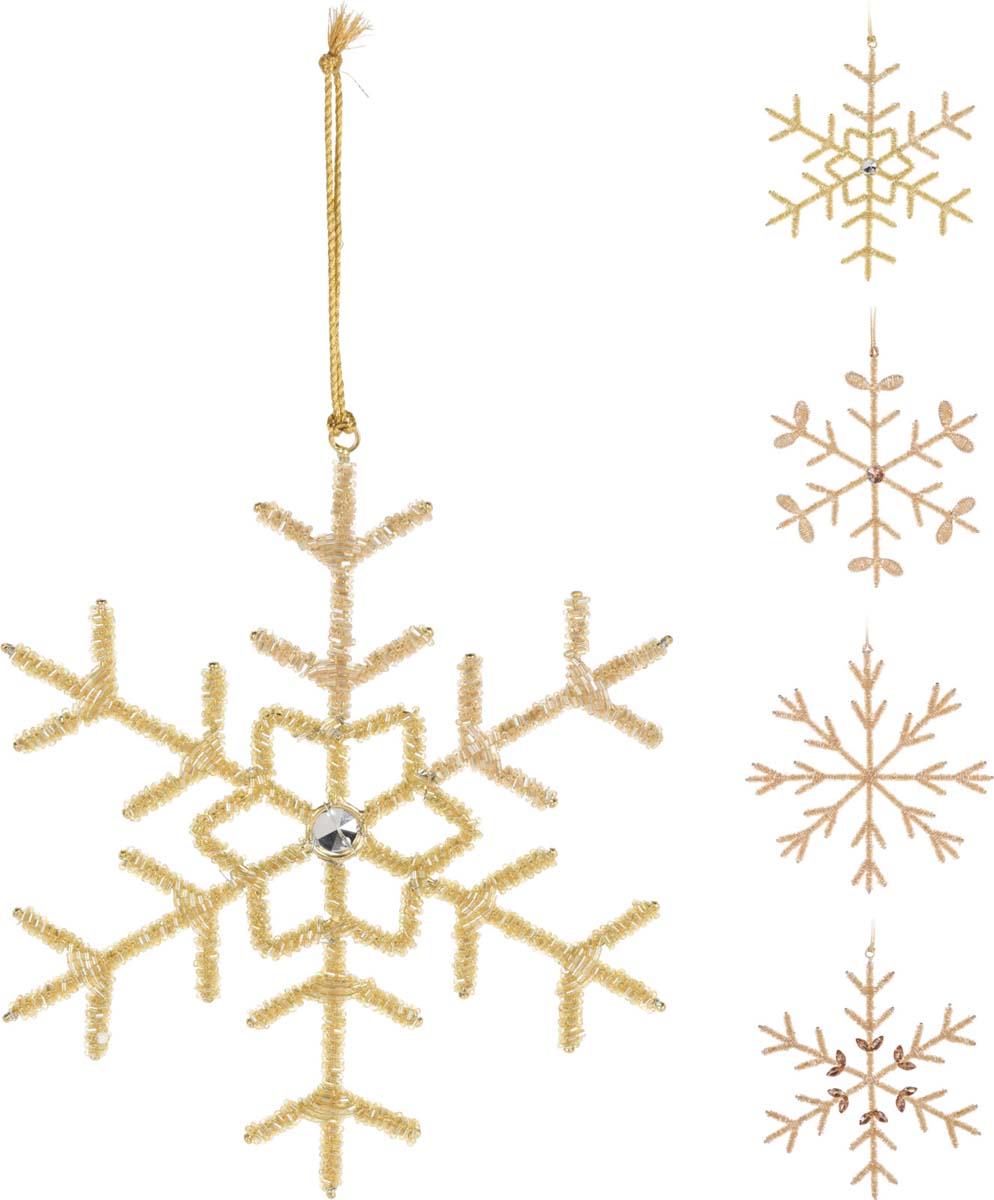 JK Home Décor - Στολίδι Χιονονιφάδα Χρυσό 21cm 4Σχδ