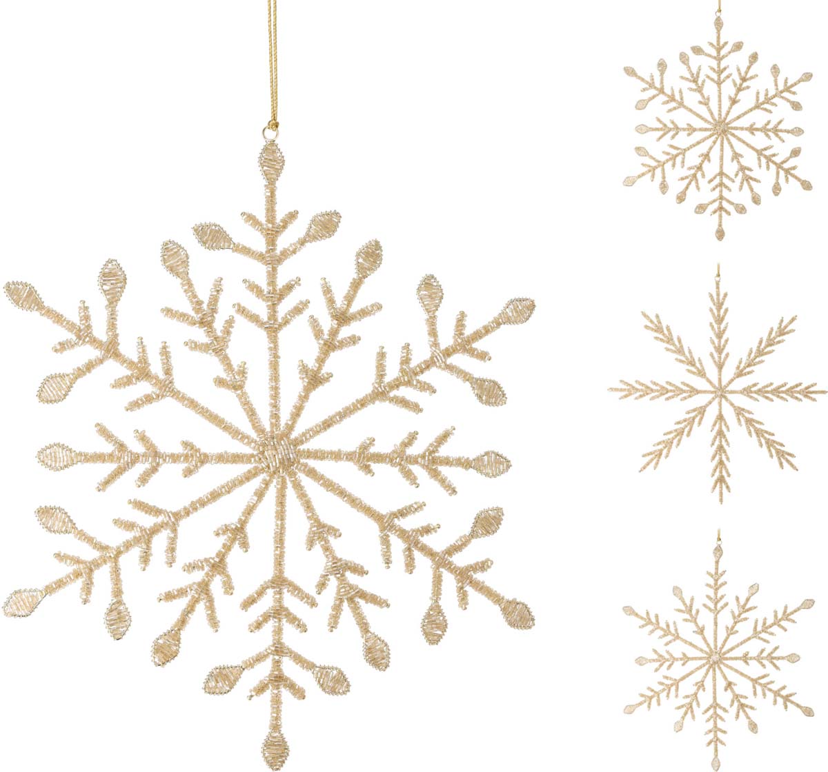 JK Home Décor - Στολίδι Χιονονιφάδα Χρυσό 35cm 3Σχδ