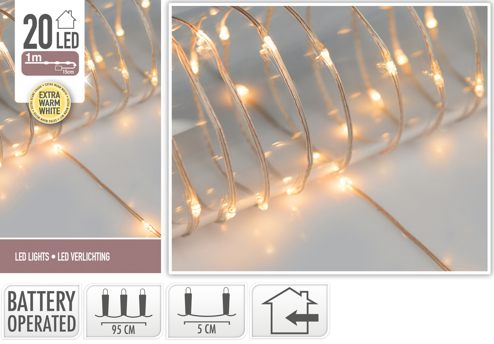 JΚ Home Décor - Λαμπάκια Εύκαμπτο Καλώδιο Διάφανο WW 20LΕD