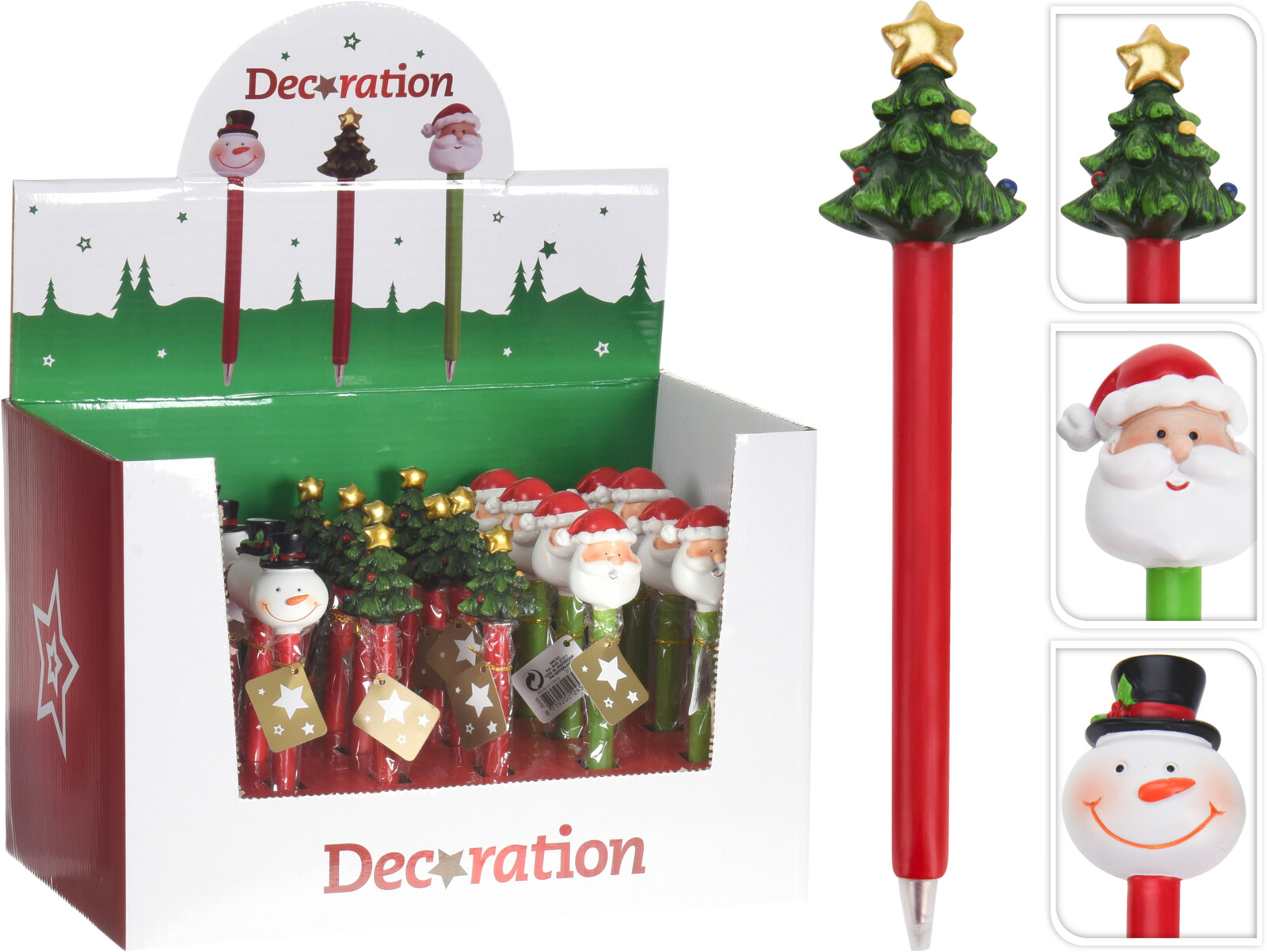 JΚ Home Décor - Στυλο με Χριστουγεννιάτικες Φιγούρες 16.4cm 3Σχδ