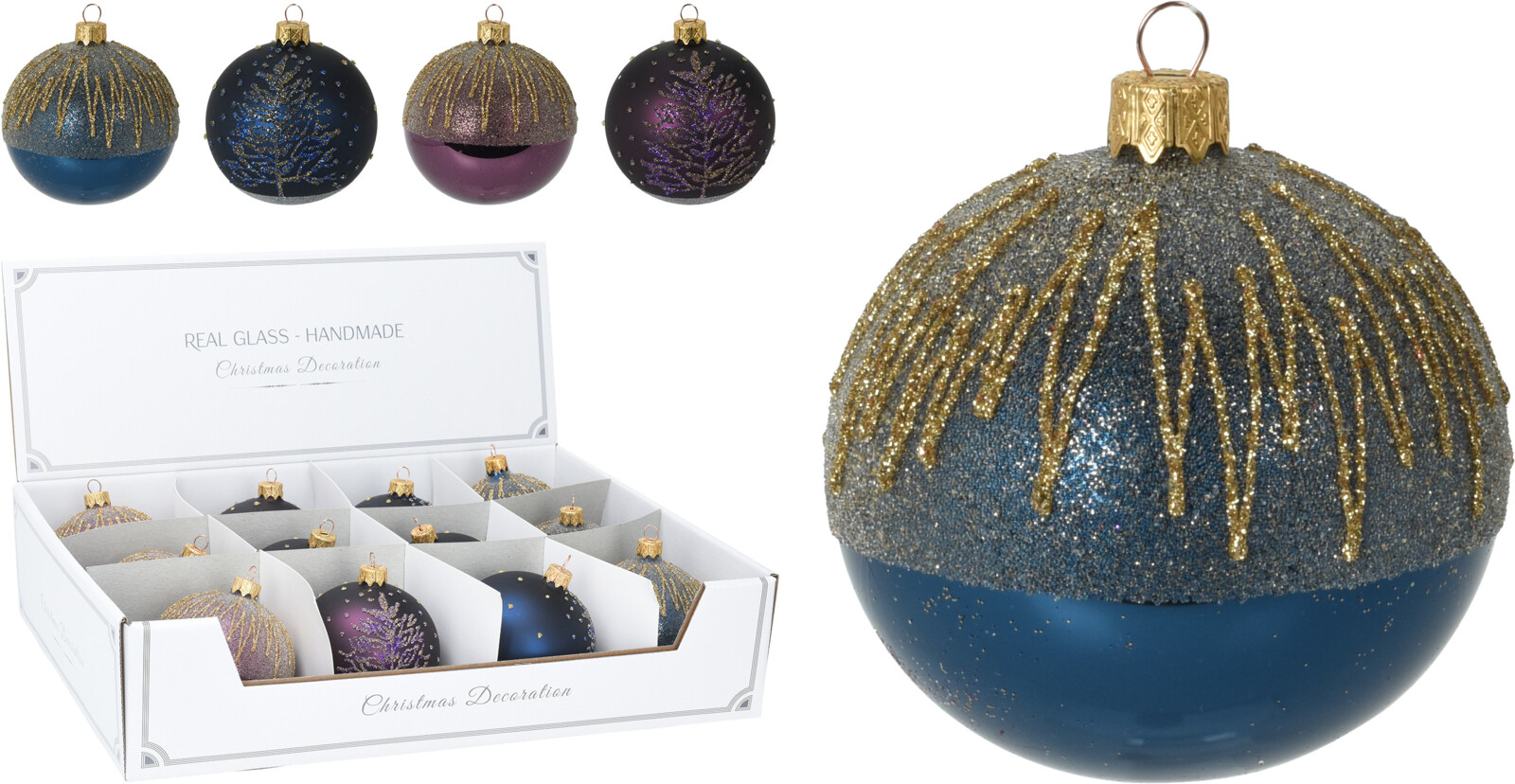 JΚ Home Décor - Μπάλα Γυάλινη με Glitter 8cm 4Σχδ