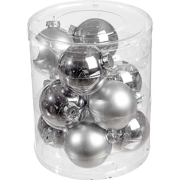 JΚ Home Décor - Μπάλα S/12 Γυάλινη 8cm Ασημί JΚ Home Décor - Μπάλα S/12 Γυάλινη 8cm Ασημί