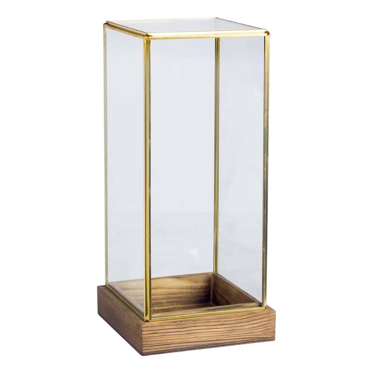JΚ Home Décor - Βάση Ξύλινη με Γυάλα Τετράγωνη 15x15x30cm JΚ Home Décor - Βάση Ξύλινη με Γυάλα Τετράγωνη 15x15x30cm
